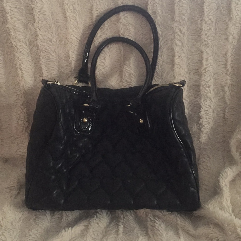 Betsey Johnson heart black leather bag